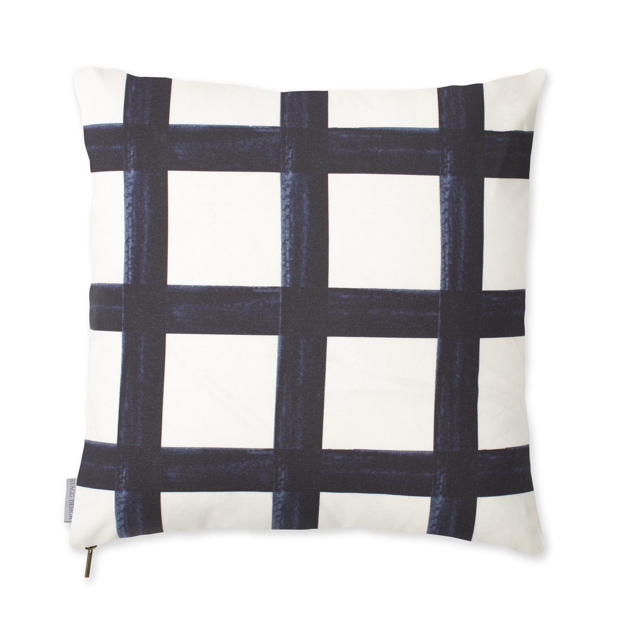 Brushstroke Plaid Pillow - Navy