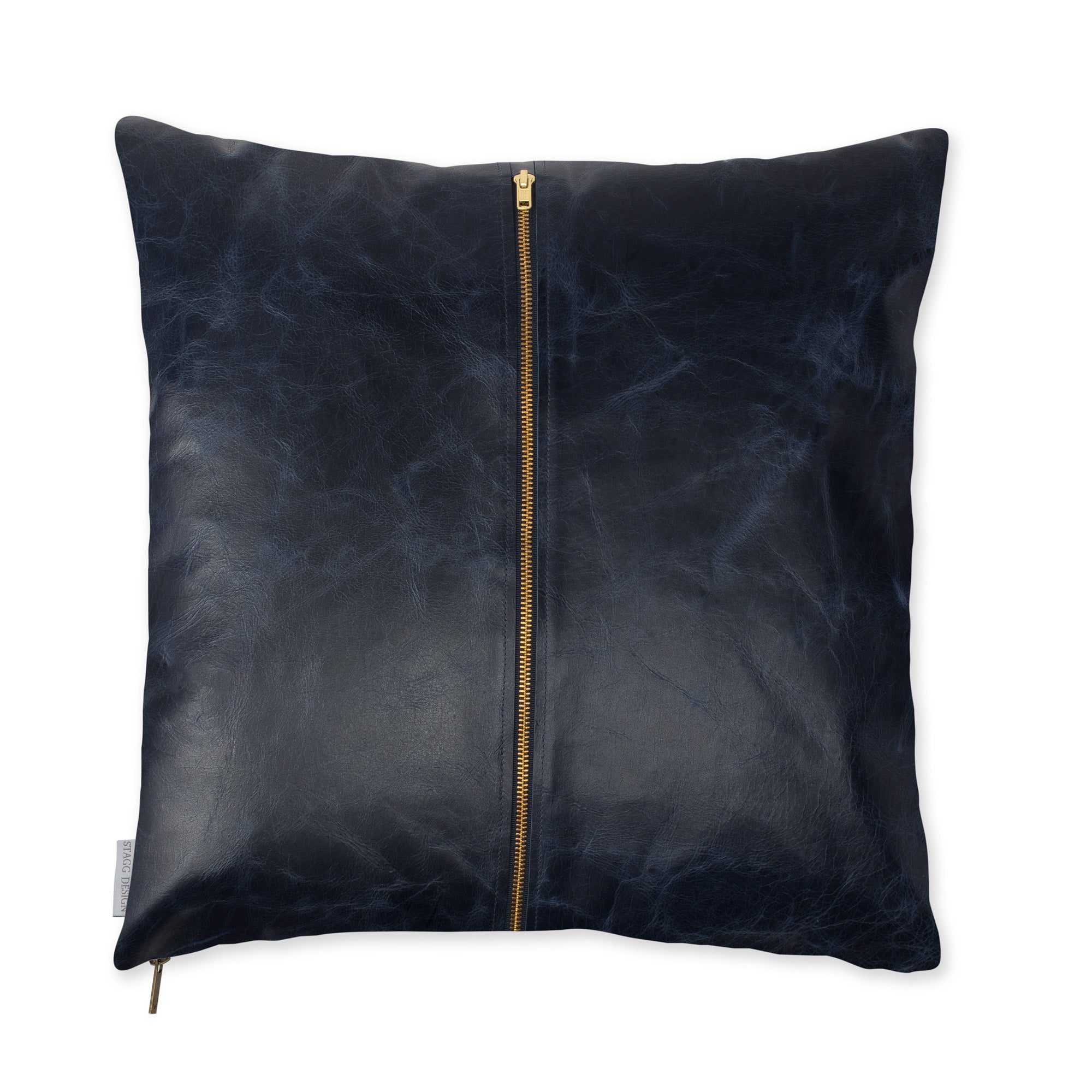 Signature Leather Pillow - Navy
