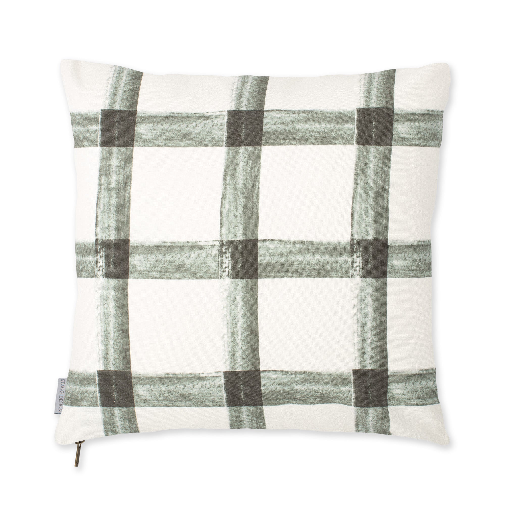 Brushstroke Plaid Pillow - Grey