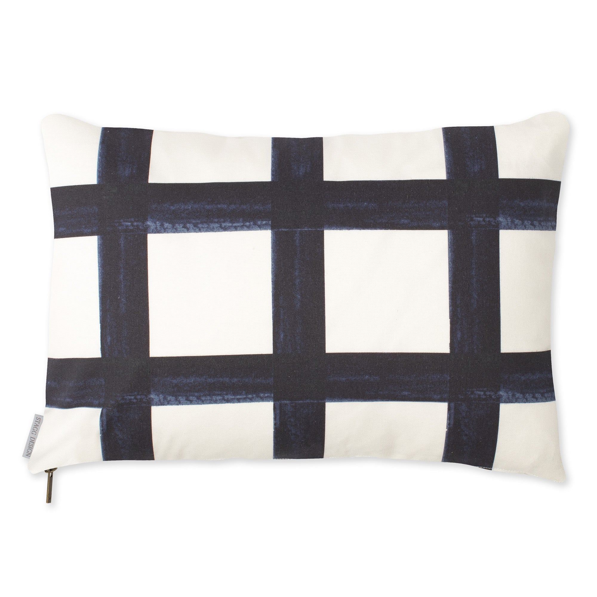 Brushstroke Plaid Pillow - Navy