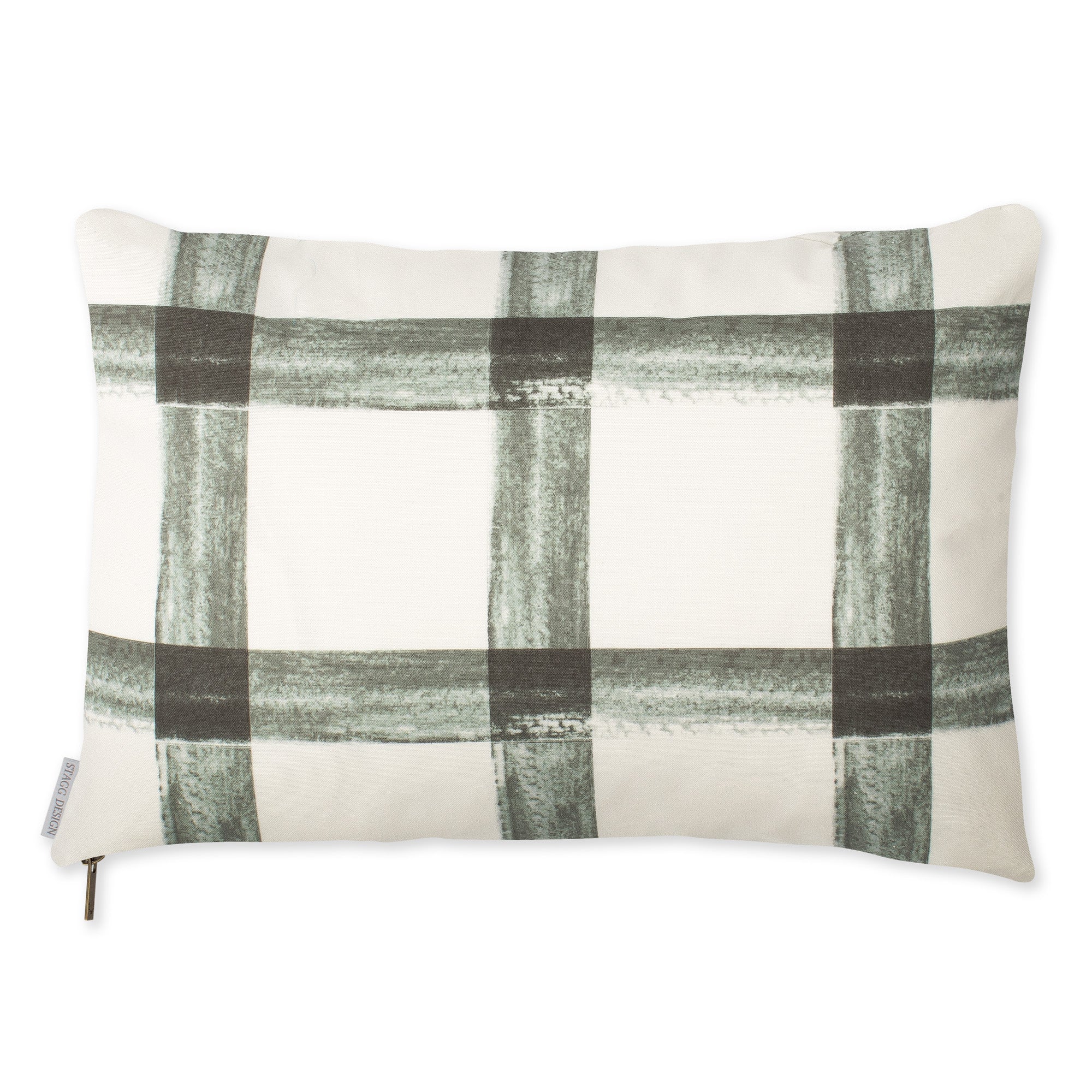 Brushstroke Plaid Pillow - Grey