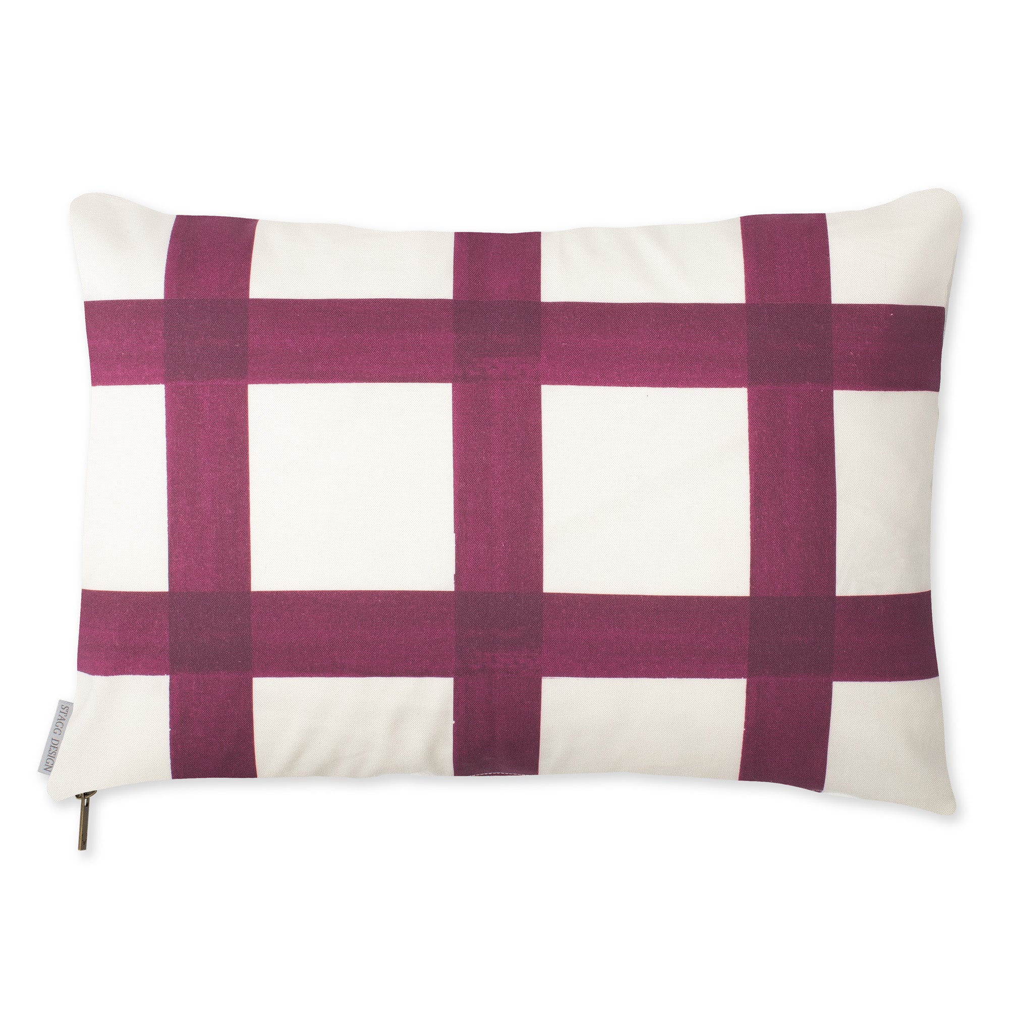 Brushstroke Plaid Pillow - Berry