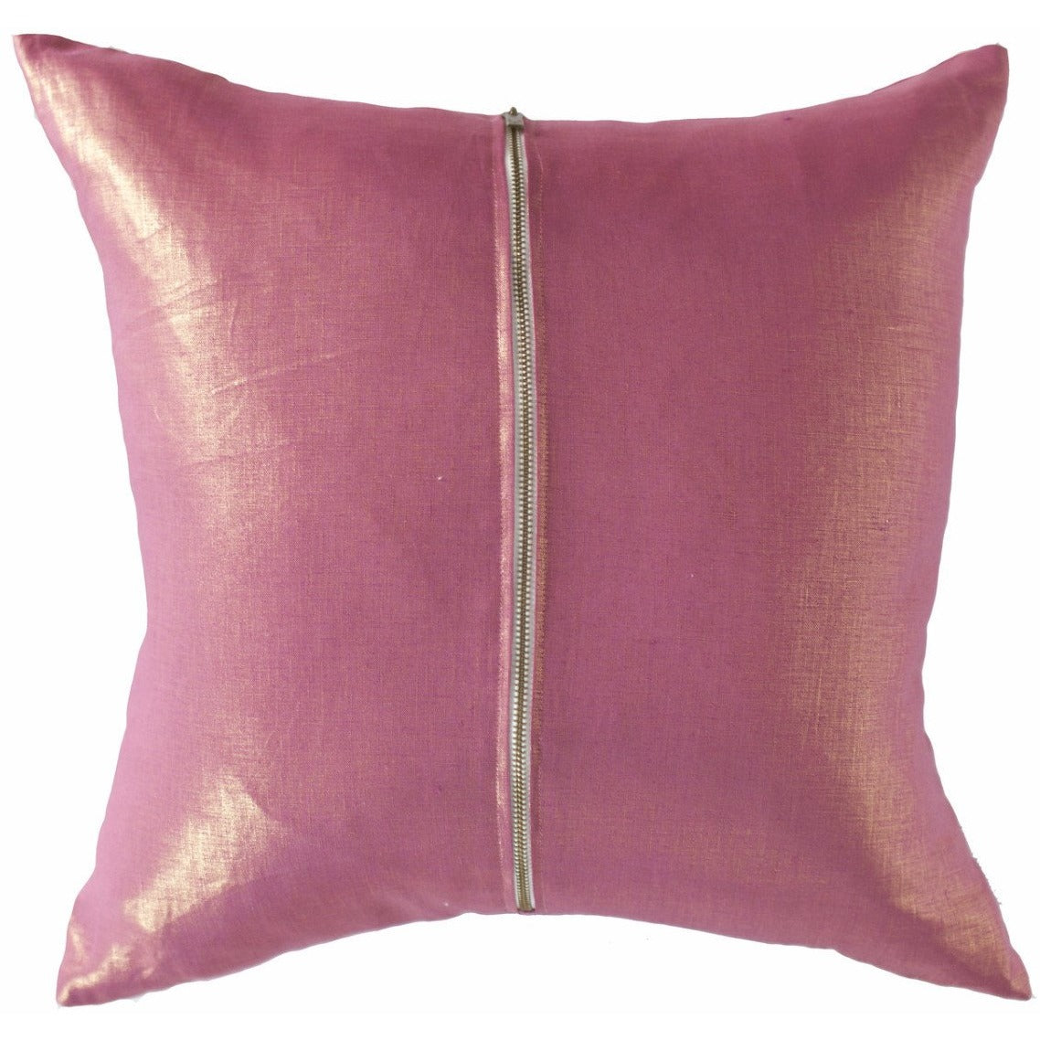 Signature Zip Front Linen Pillow - Metallic Pale Berry