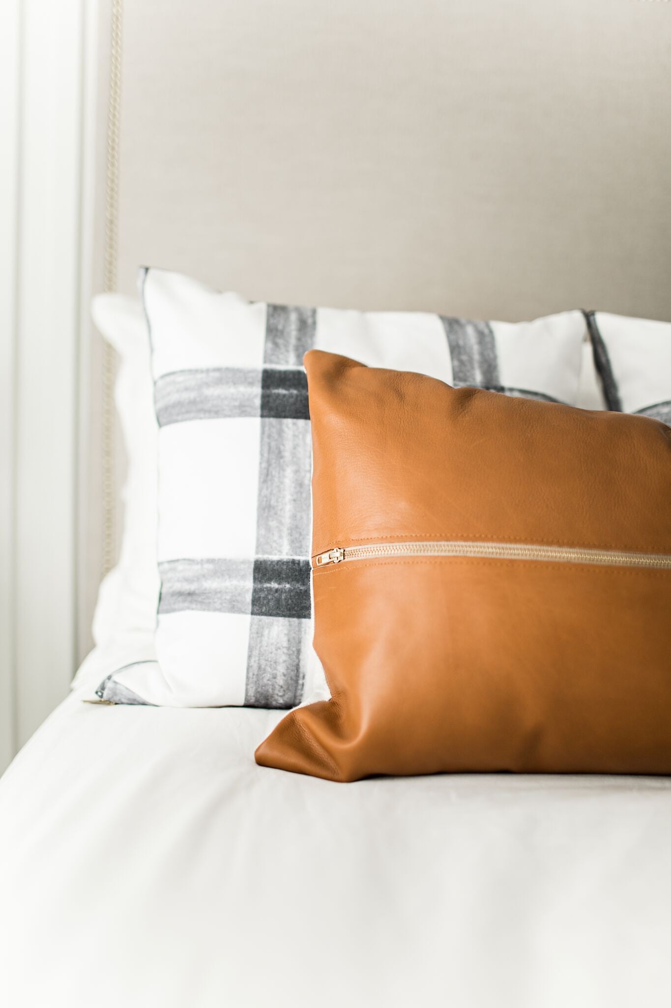 Camel leather deals pillow